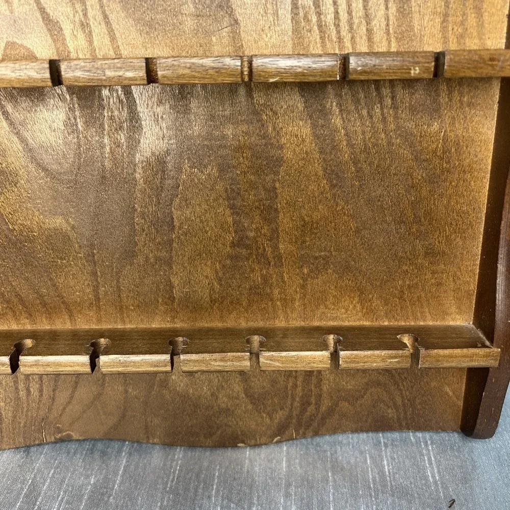 Vintage Wooden Wall Mount Souvenir Spoon Display Rack 15